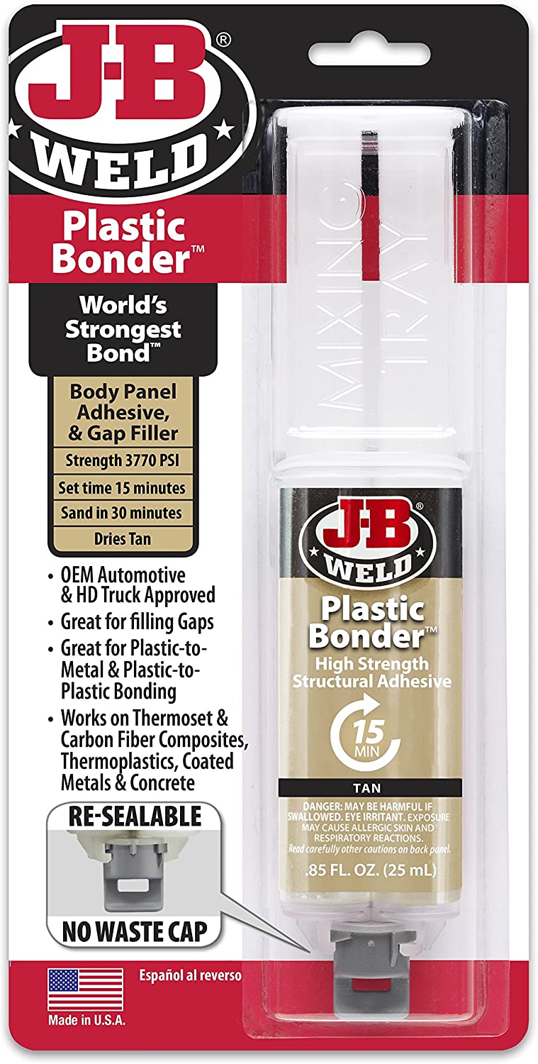 J B Weld 50133 Plastic Bonder Structural Adhesive Syringe Tan 25 ml, 1-Pack