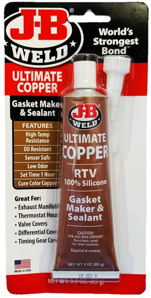 J-B Weld 32325 Ultimate Copper High Temperature RTV Silicone Gasket Maker and Sealant (Copper) – 3 Oz