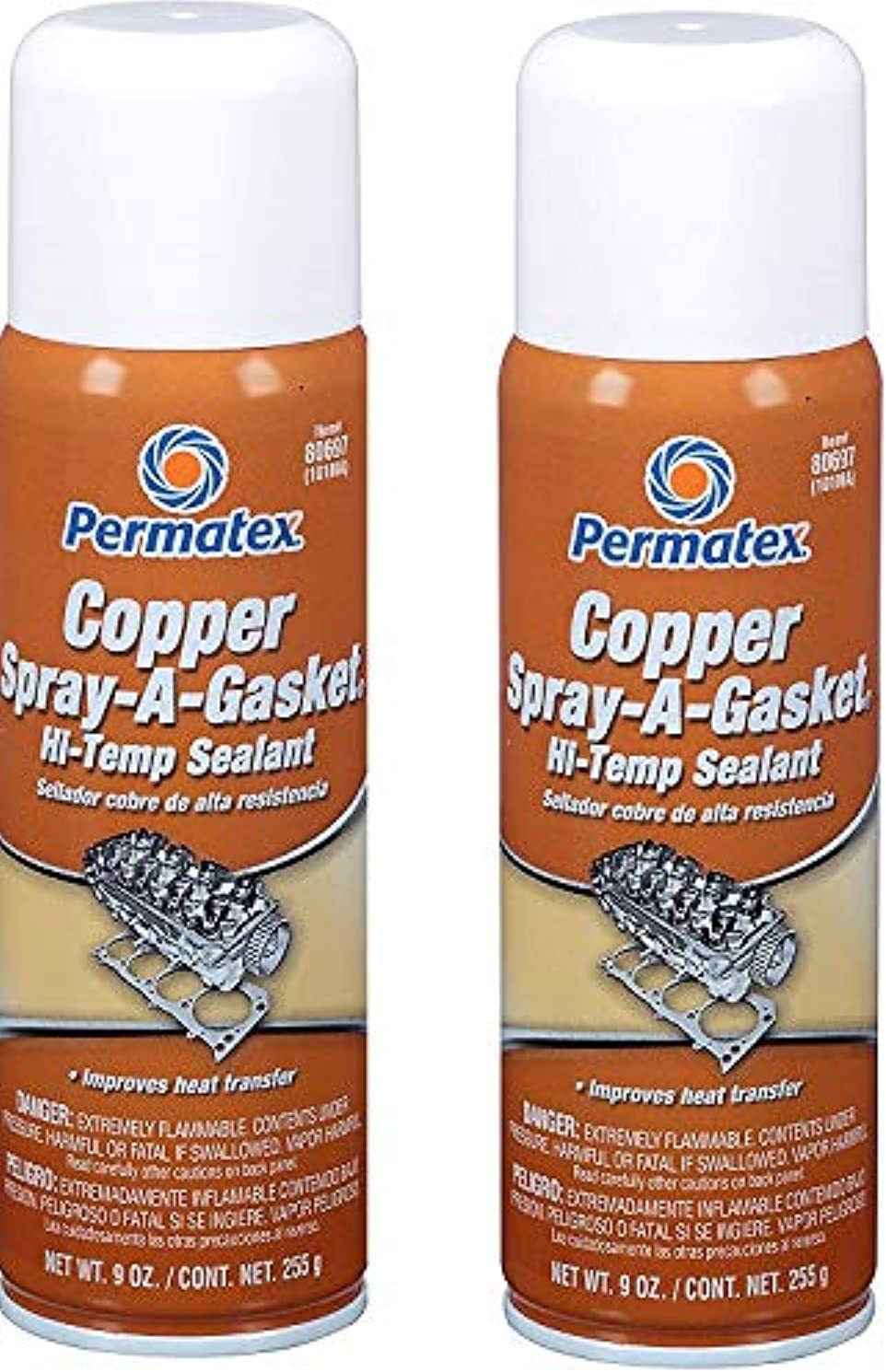 Permatex 80697 Copper Spray-A-Gasket Hi-Temp Adhesive Sealant 9Oz (Pack of 2)