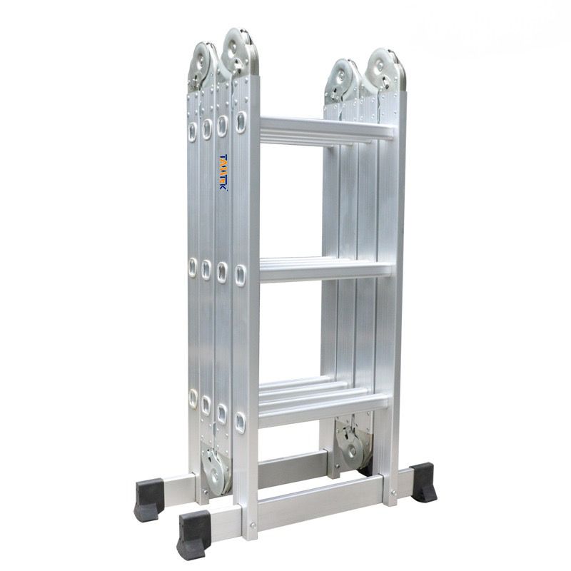 Tamtek Folding Ladder Multi-Purpose Aluminum Extension Ladder, 5 in 1 Step Ladder Folding Adjustable, Indoor and Outdoor Use (4*2 Step)